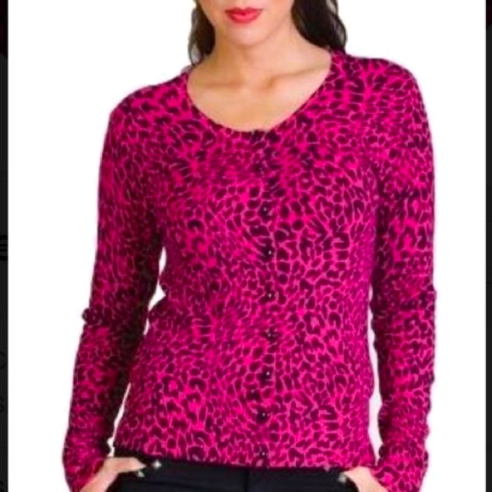 Pink Leopard Cardigan Size M